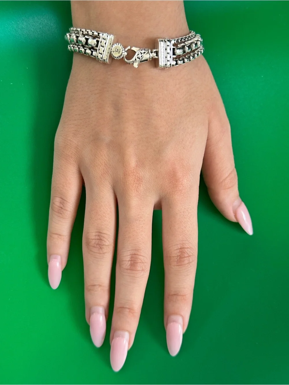JAI 925 Sterling Silver Multi-Row Box Chain Bracelet - Silver